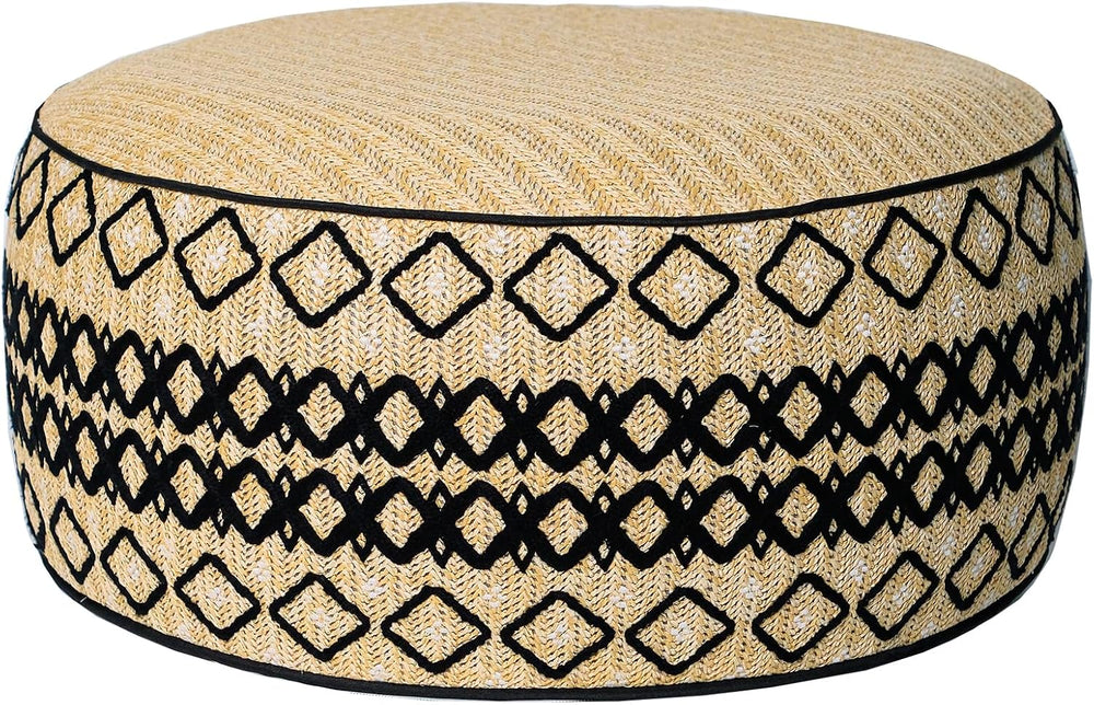 Outdoor Inflatable Ottoman with Air Pump, Embroidery Patio Footrest Stool D21...