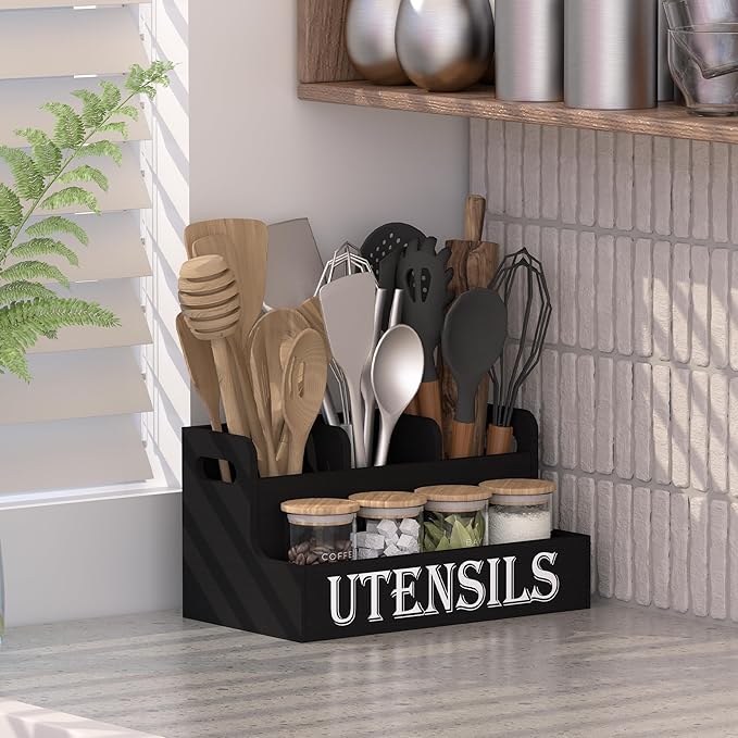 Suli Kitchen Utensils Holder, Wooden Utensil Organizer - Image 7