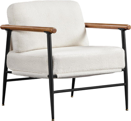 Yaheetech Accent Chair, Modern Living Room Chair, Ivory