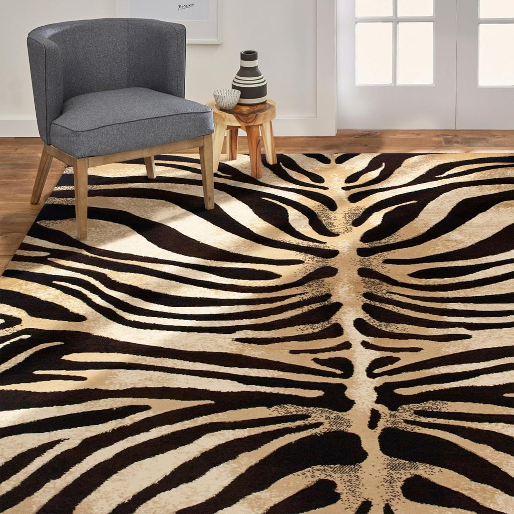 Home Dynamix Tribeca Fawn Area Rug 3 Piece Set, Animals Black/Ivory