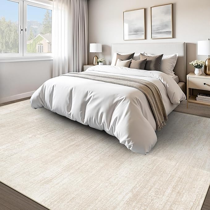 Area Rugs 8x10 for Living Room: Washable Rug Modern Abstract Neutral Soft - Image 2