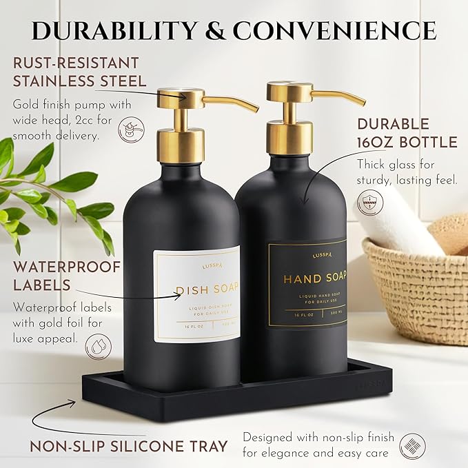 Glass Soap Dispenser Set of 2