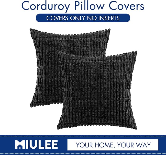 MIULEE Pack of 2 Corduroy Decorative Euro Sham Throw Pillow Covers 24x24 Inch - Image 6
