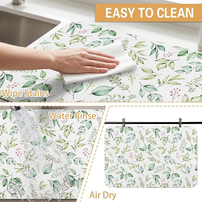 Kitchen Countertop Dish Drying Mat, Super Absorbent Coffee Bar Mat - Image 4