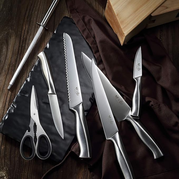 Knife Set, 8 Piece German Stainless Steel Hollow Handle Manual Knife Sharpener - Image 3