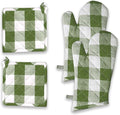 Buffalo Plaid Check Oven Mitts and Pot Holders Set, 100% Cotton, Heat Resistant by SoftopiaCotton