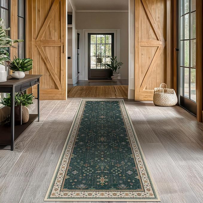Hazo Haus Dark Green Kitchen Rug 10 ft Long by HazoHaus