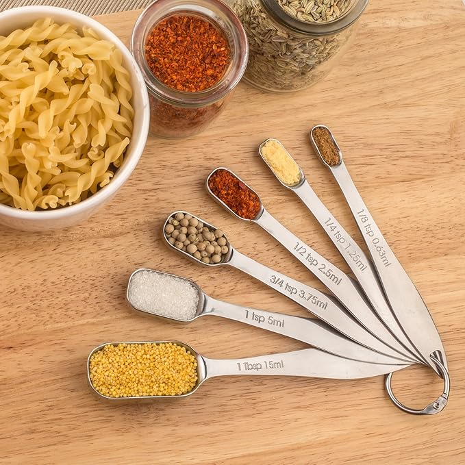 Accurate 18/8 Stainless Steel Measuring Spoons, Heavy Duty Good Handle Set of 6 - Image 4