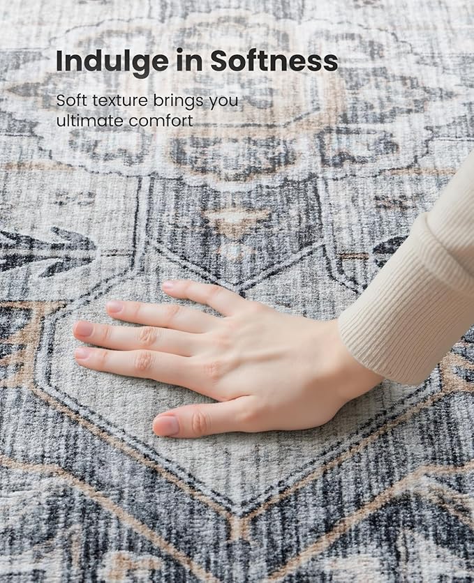 AMADA HOMEFURNISHING 9x12 Washable Area Rug, Low-Profile Large Area Rug - Image 6