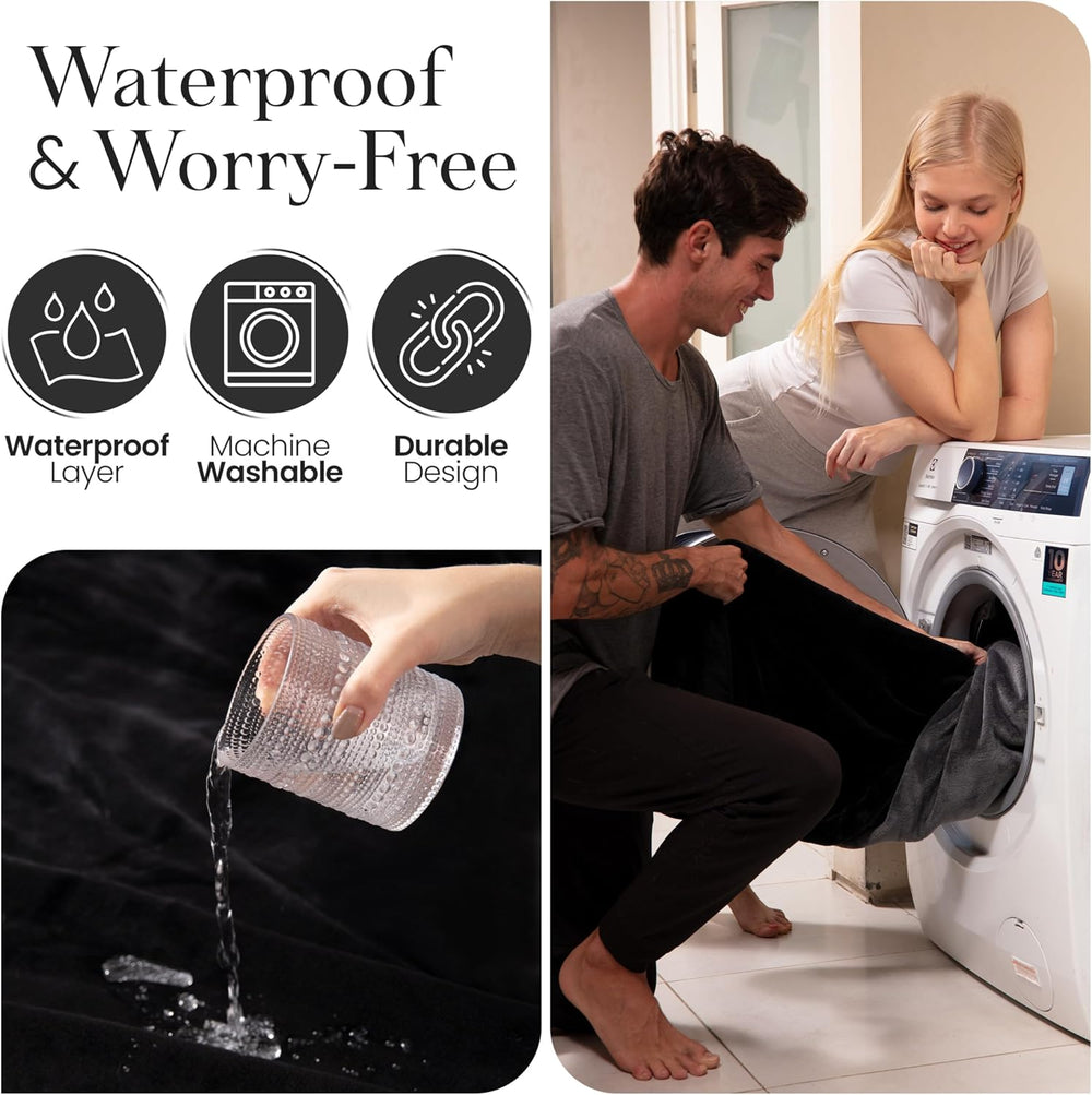 Waterproof Blanket for Bed King Size (82"x 82") Soft Reversible Plu...