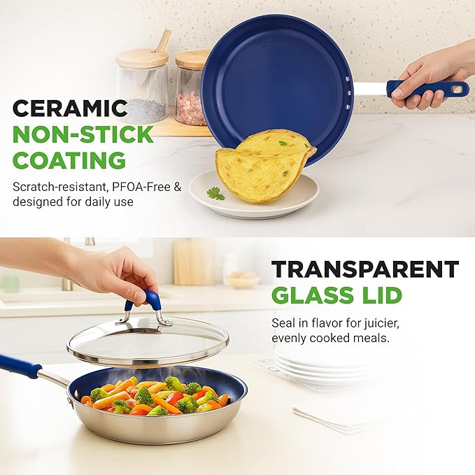 NutriChef 8" Fry Pan With Lid
