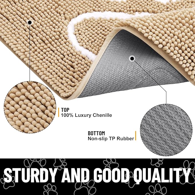 Smiry Dog Door Mat for Muddy Paws, Absorbent Dirt Trapper Non Slip Quick Dry - Image 3