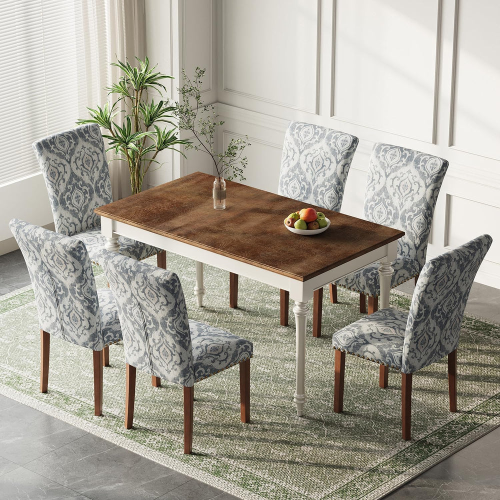Stylish Dining Chairs Set of 6, Upholstered Parsons Dining Room Chair with Na...