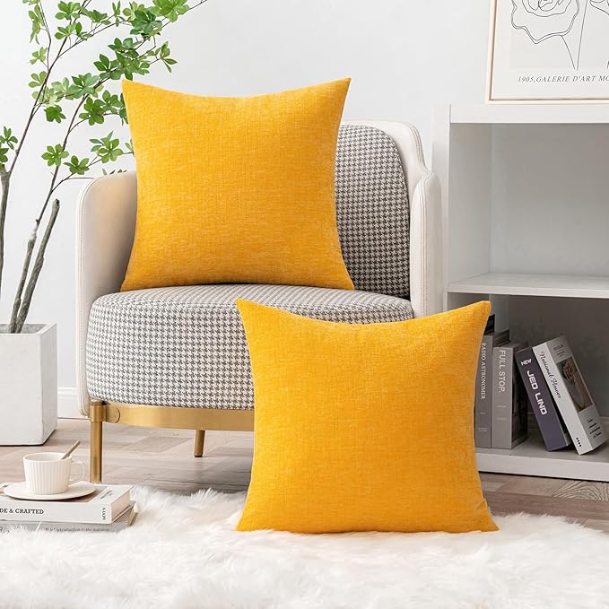 MIULEE Pack of 2 Couch Throw Pillow Covers 20x20 Inch Soft Goose Yellow - Image 5
