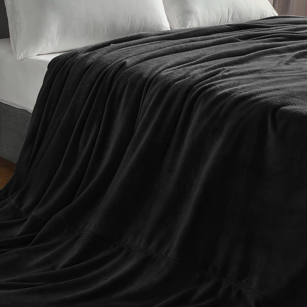 BEDELITE Fleece Blanket Soft Plush Oversized Bed Blanket Black 120"x120&...