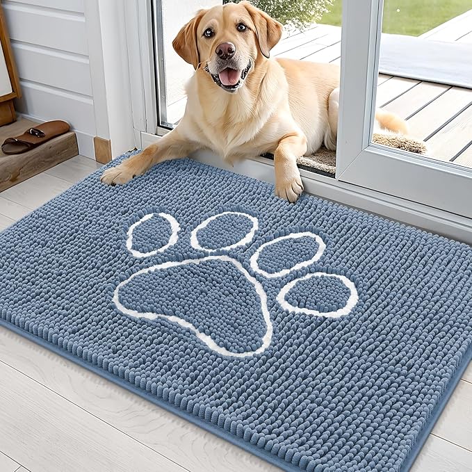 OLANLY Dog Door Mat for Muddy Paws 35x24, Paw Print Design, Absorbs Moisture by OLANLY