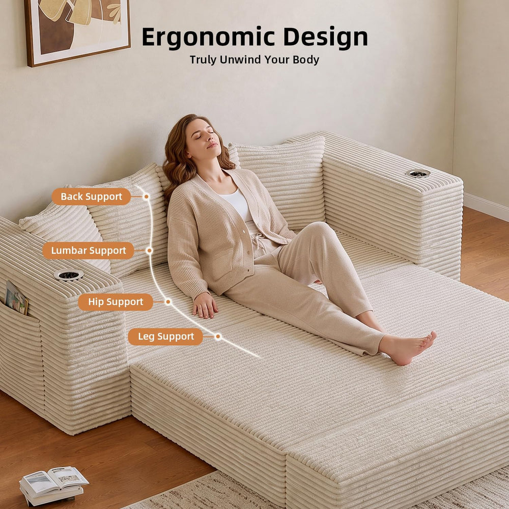 78" Boneless Couch for Living Room, Futon Sleeper Sofa Bed