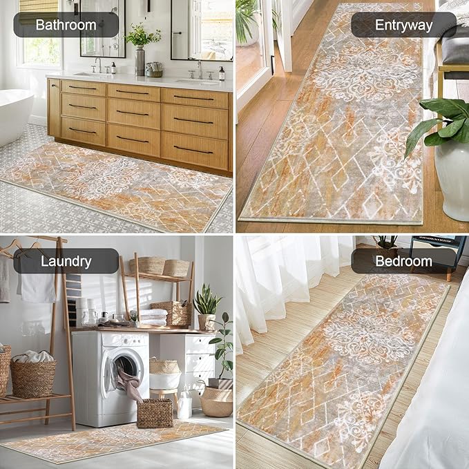 HEBE Hallway Runner Rug 2'x6' Washable Vintage Distressed Area Rugs Non Slip - Image 6