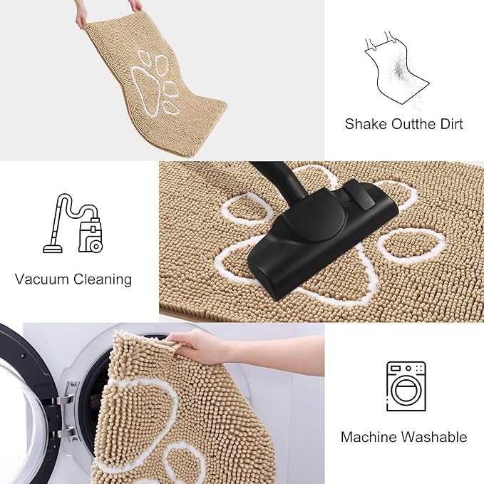 Smiry Dog Door Mat for Muddy Paws, Absorbent Dirt Trapper Non Slip Quick Dry - Image 6