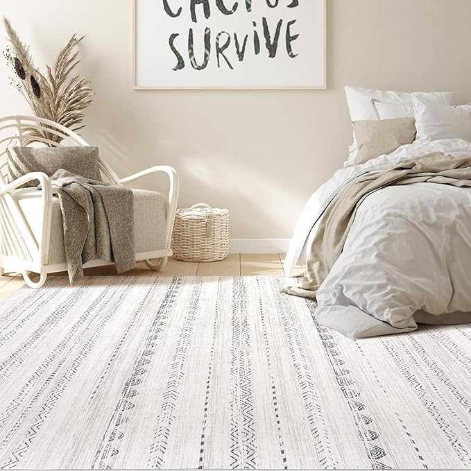 Nakagishi Area Rug Living Room Rugs: 4x6 Soft Machine Washable Boho Neutral - Image 4