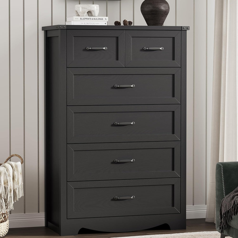 Dresser for Bedroom with 6 Drawers, 49" Tall Wood Chest of Drawers with ...