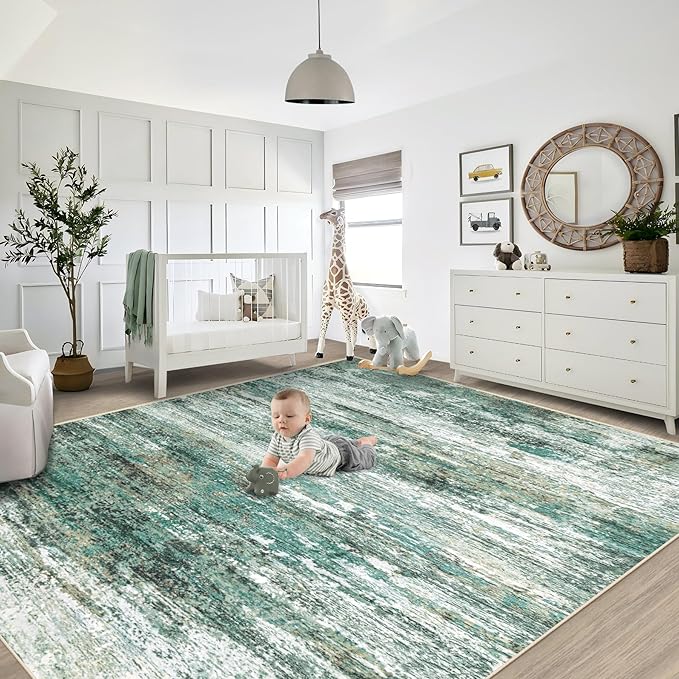 9x12 Area Rug for Living Room, Washable Modern Abstract Large Area Rug Neutral - Image 6