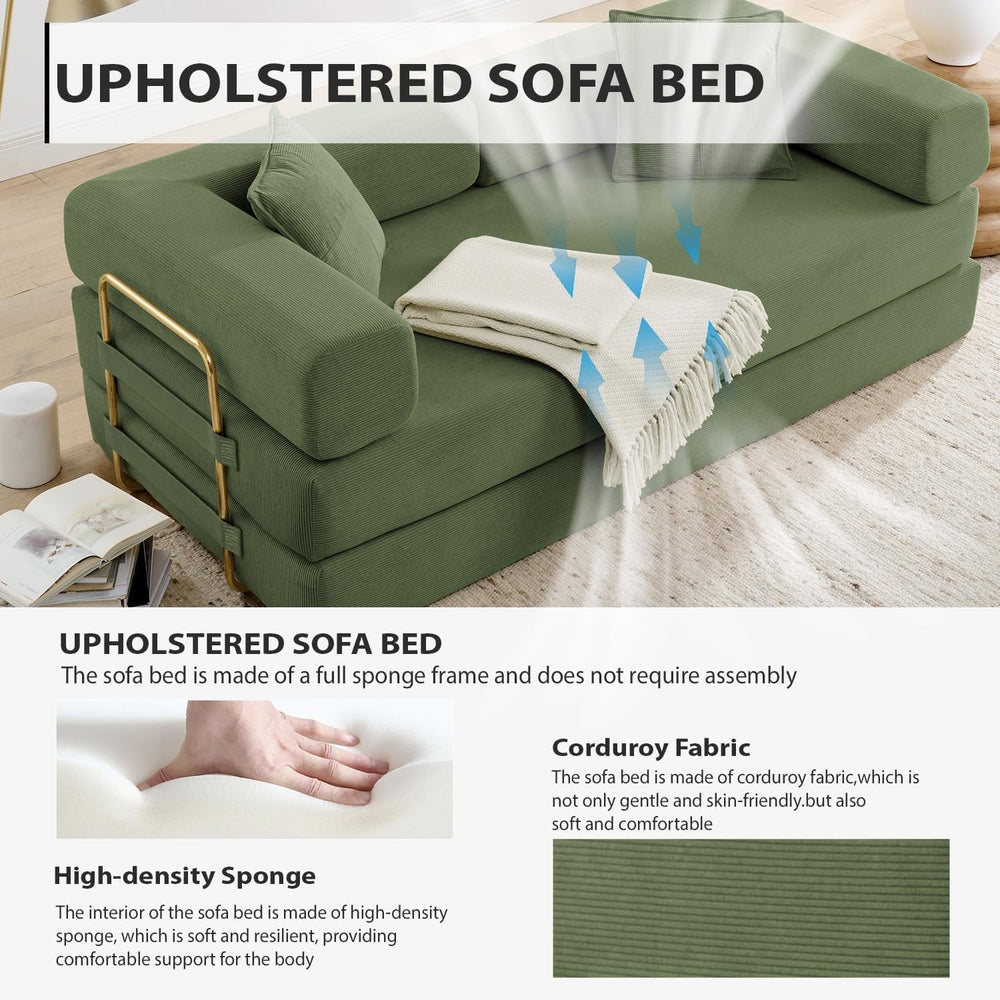 Convertible Folding Sofa Bed, Modern Futon Sleeper Sofa Fold Out Couch Bed wi...