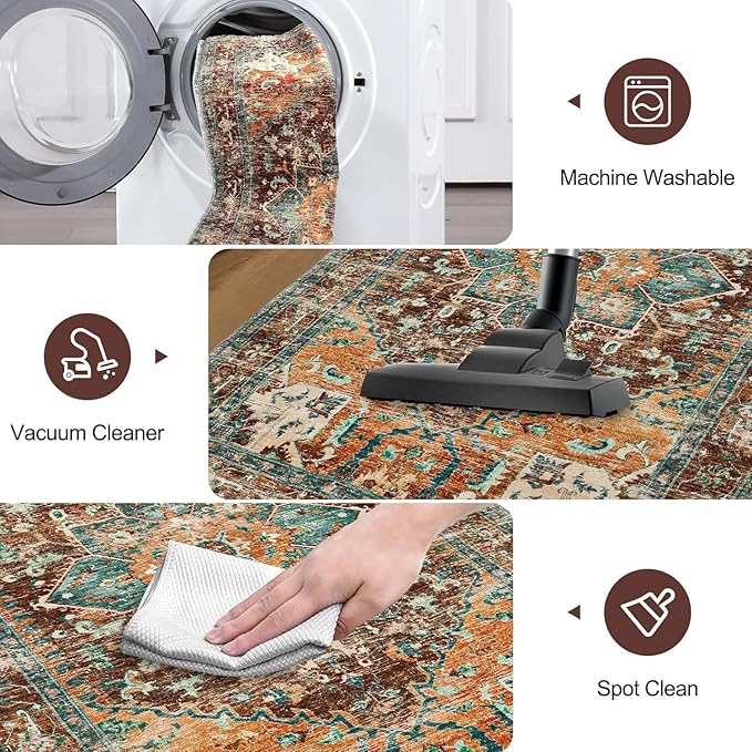 Yamaziot Washable Runner Rug, 2x6 Non-Slip Boho Vintage Hallway Rug Runner - Image 5