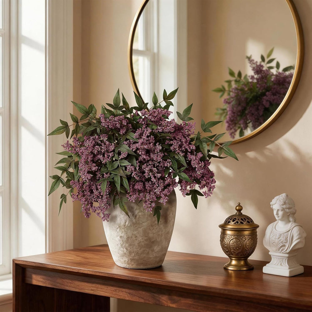 8 Pcs 36" Artificial Nandina Berry Stem, Fake Branches for Vase(Dusty Plum)