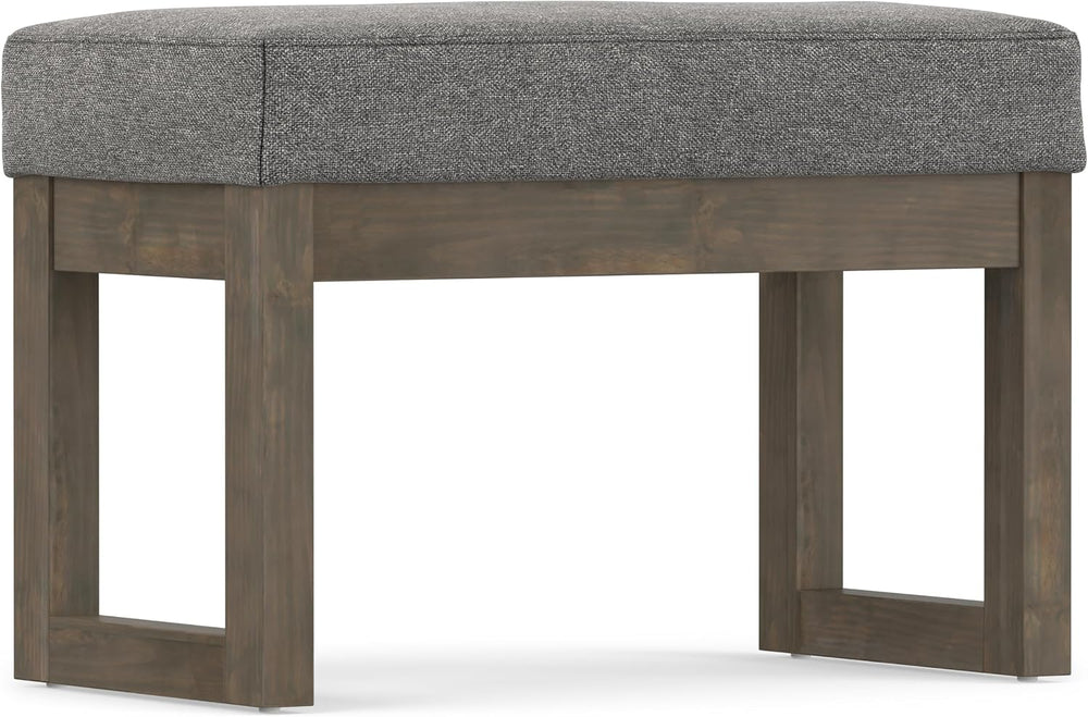 SIMPLIHOME Milltown 27" Wide Linen Look Rectangle Ottoman in Grey