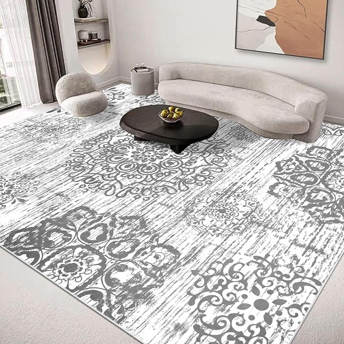 HEBE Washable Area Rug 6'x9' Non Slip Soft Distressed Medallion Bedroom & - Image 6