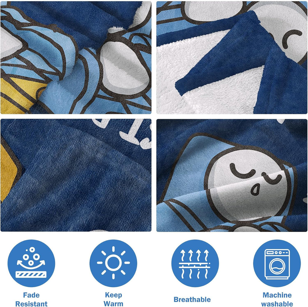 Funny Grandpa Birthday Gifts, Grandpa is Not Sleeping Blanket | Grandpas Gift from Grandkids, Super Soft Throws Blanket for Napping, Promoted to Grandpas Gifts, 60" x 80" (Navy Blue)