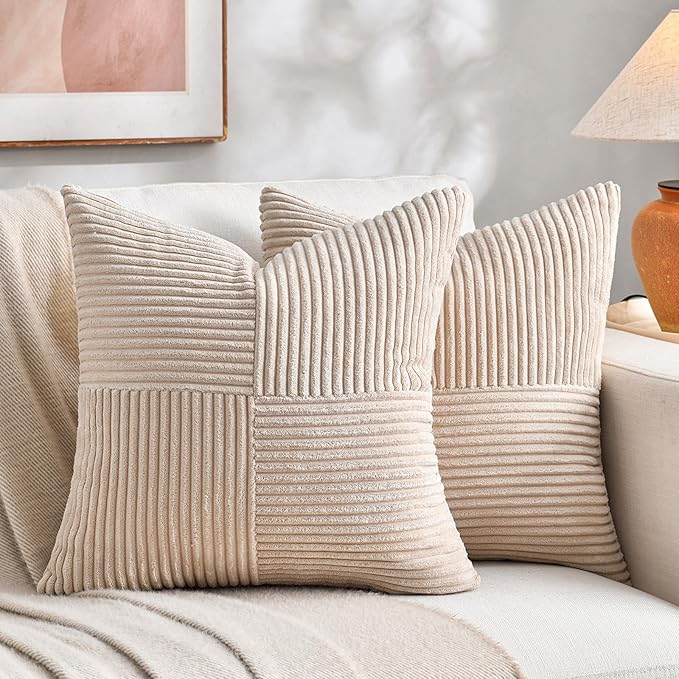 Fancy Homi 2 Packs Tan Big Decorative Throw Pillow Covers 24x24 Inch by Fancy+Homi