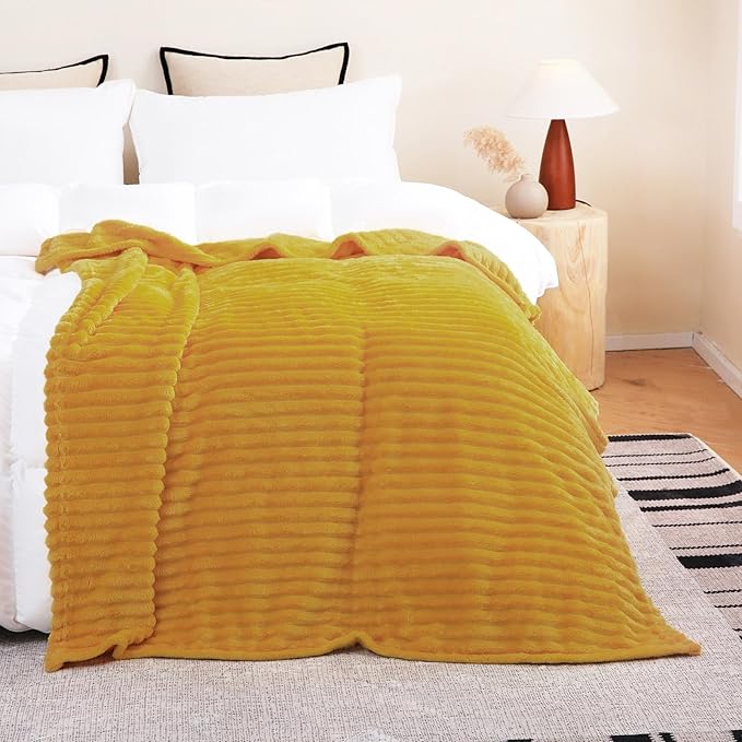 Mustard Yellow Fleece Throw Blanket 60”×80” - Image 4
