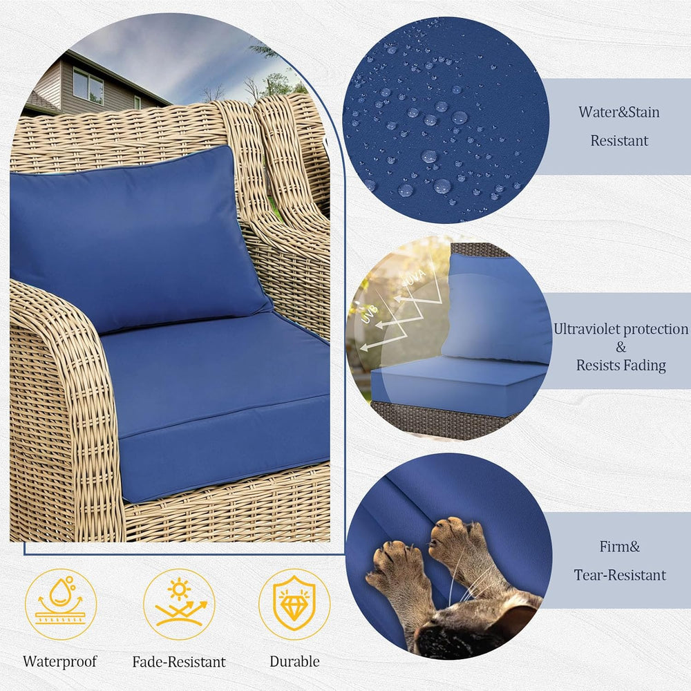 25.6x25.6“ Outdoor Deep Seat Cushions Set of 4, Patio Replacement Foam Cushio...