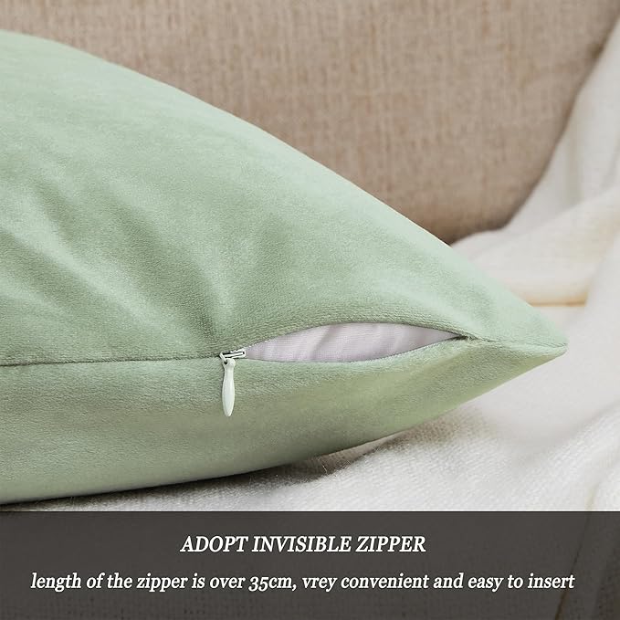 GIGIZAZA 18x18 Pillow Covers Set of 2 Velvet Throw Pillows Decorative Sage - Image 4