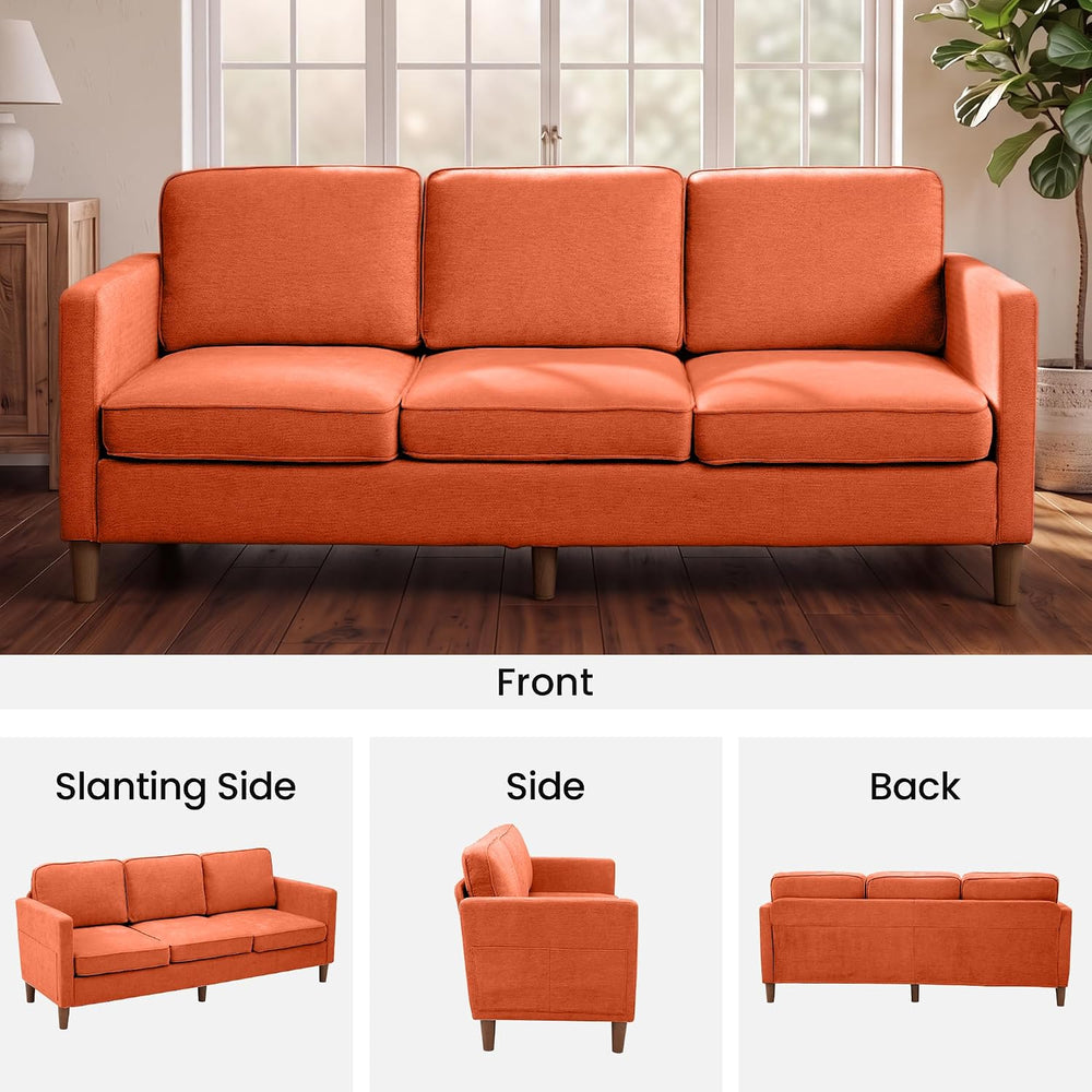 80" Chenille Sofa Mid Century Modern 3 Seater Couch for Living Room Office