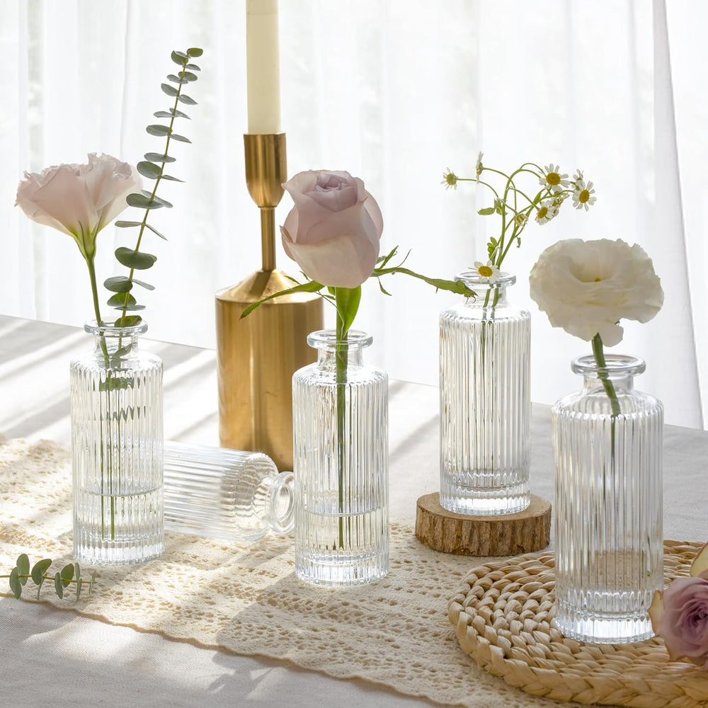 ComSaf Glass Small Bud Vases in Bulk 12 Pcs 5.2 Inch, Clear Flower Vases