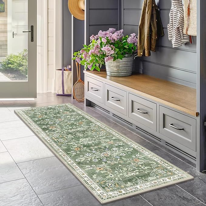 Yamaziot Washable Runner Rug 2x5 – Non Slip Boho Floral Hallway Runner Rug - Image 7