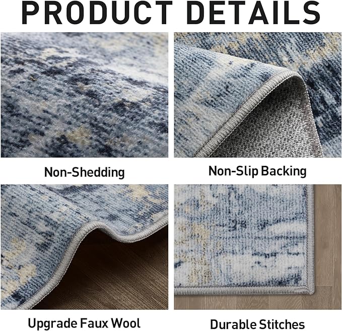 5x7 Area Rugs Washable Rug: Modern Abstract Living Room Rug Soft Anti-Skid Thin - Image 5