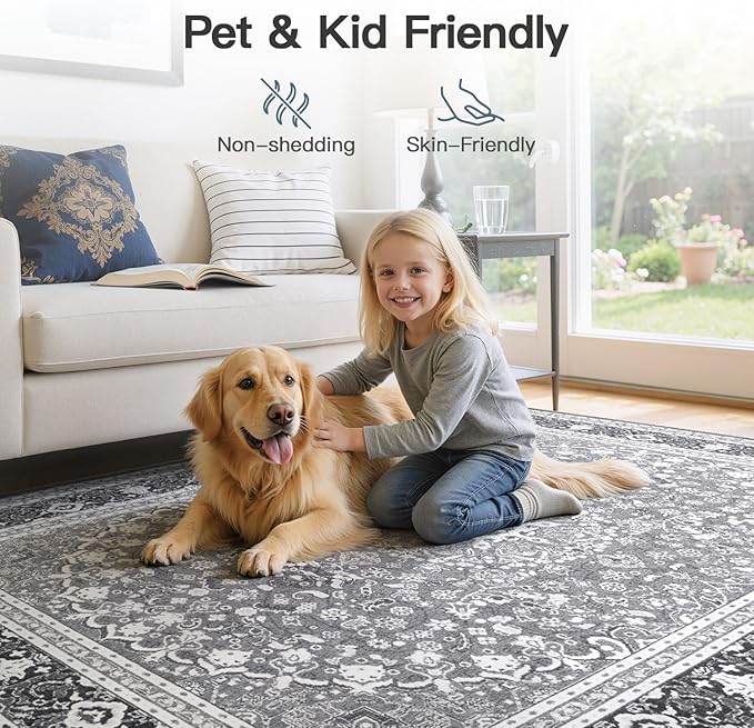Lofus 9x12 Area Rugs for Living Room, Machine Washable Non-Slip Area Rug - Image 5