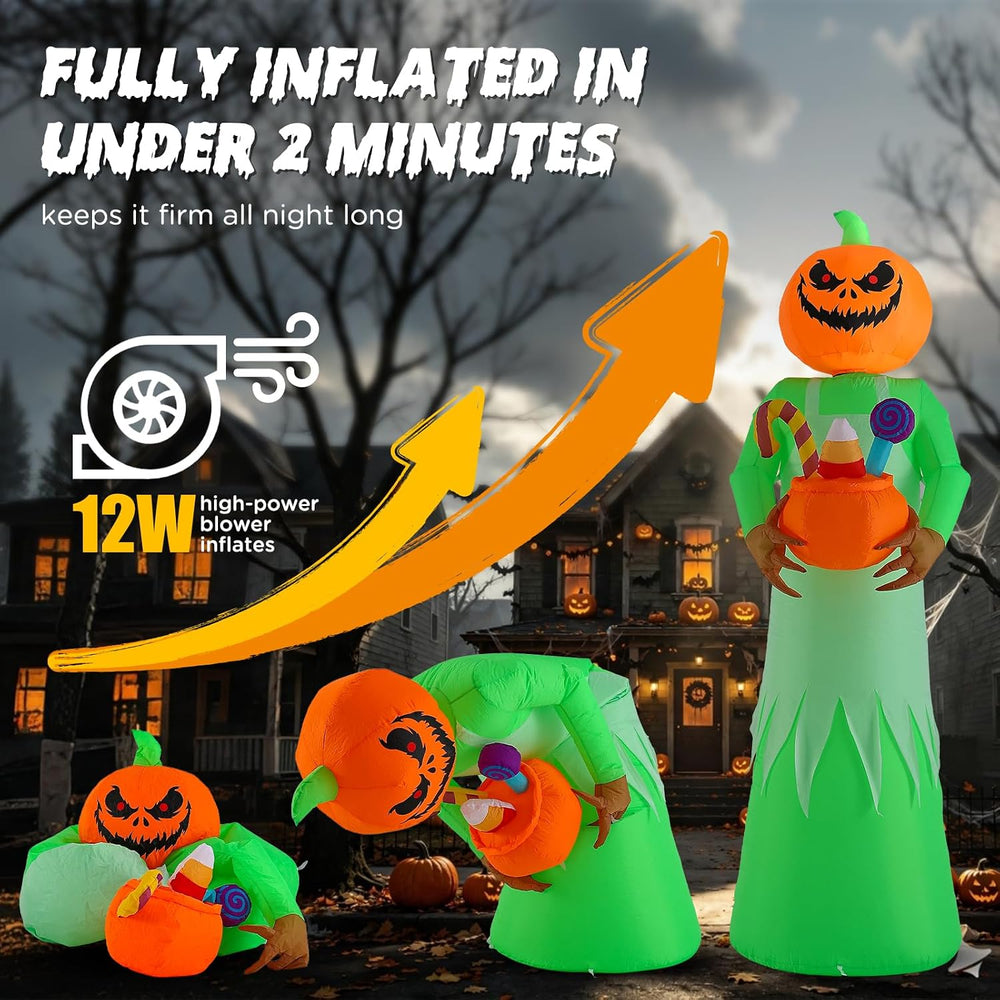 Elegear 10FT Animated Halloween Inflatable with Rotating Pumpkin Head