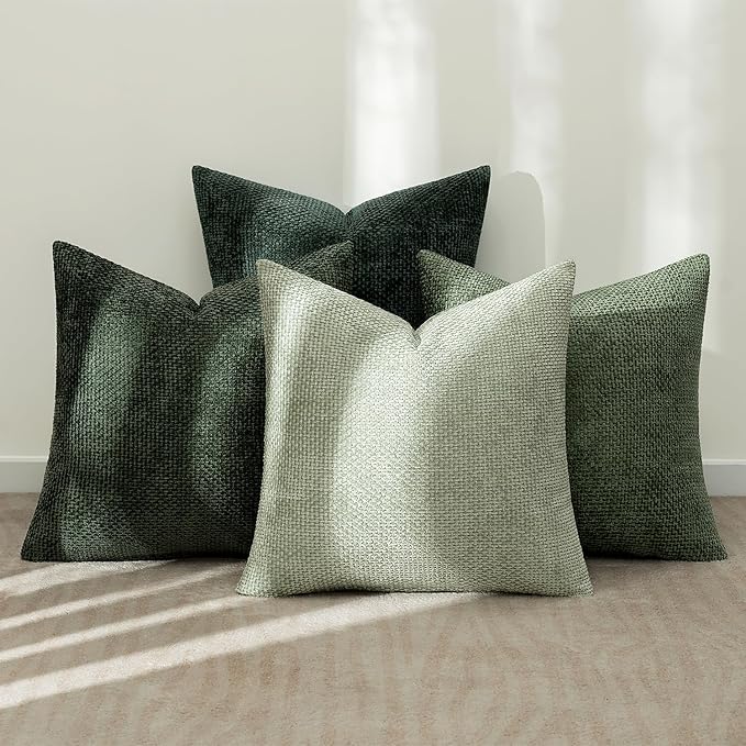 MIULEE Pack of 4 Couch Throw Pillow Covers 20x20 Inch Green Soft Decorative - Image 3