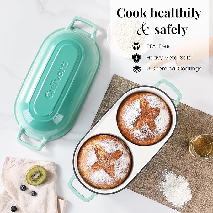 Cast Iron Bread Pan with Lid, Mini Enamel Sourdough Baking Dutch Oven Pot - Image 5