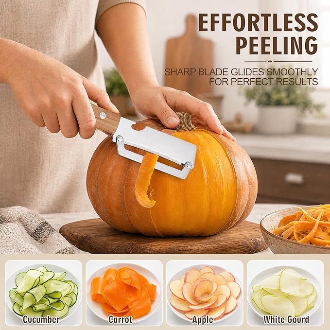 2 Pack Vegetable Peeler, with Wooden Handle & Bottle Opener, Stainless Steel - Image 5