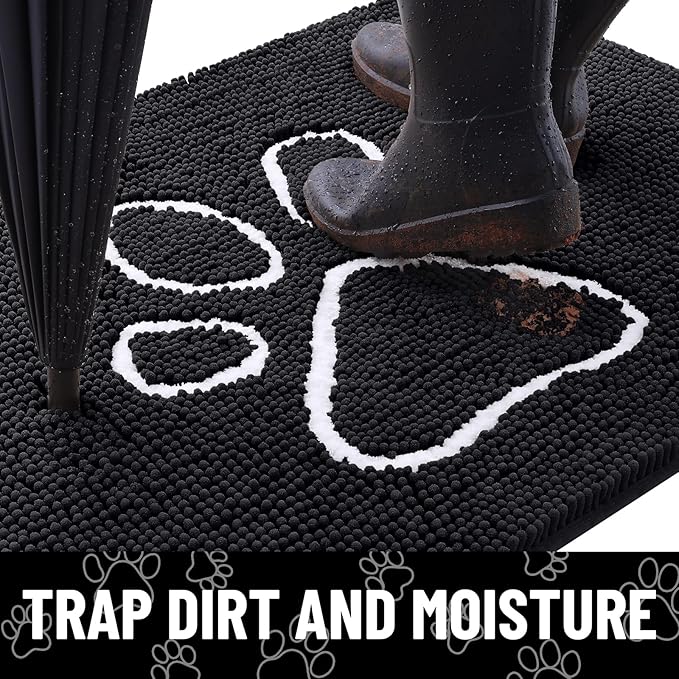 Smiry Dog Door Mat for Muddy Paws, Absorbent Dirt Trapper Non Slip Quick Dry