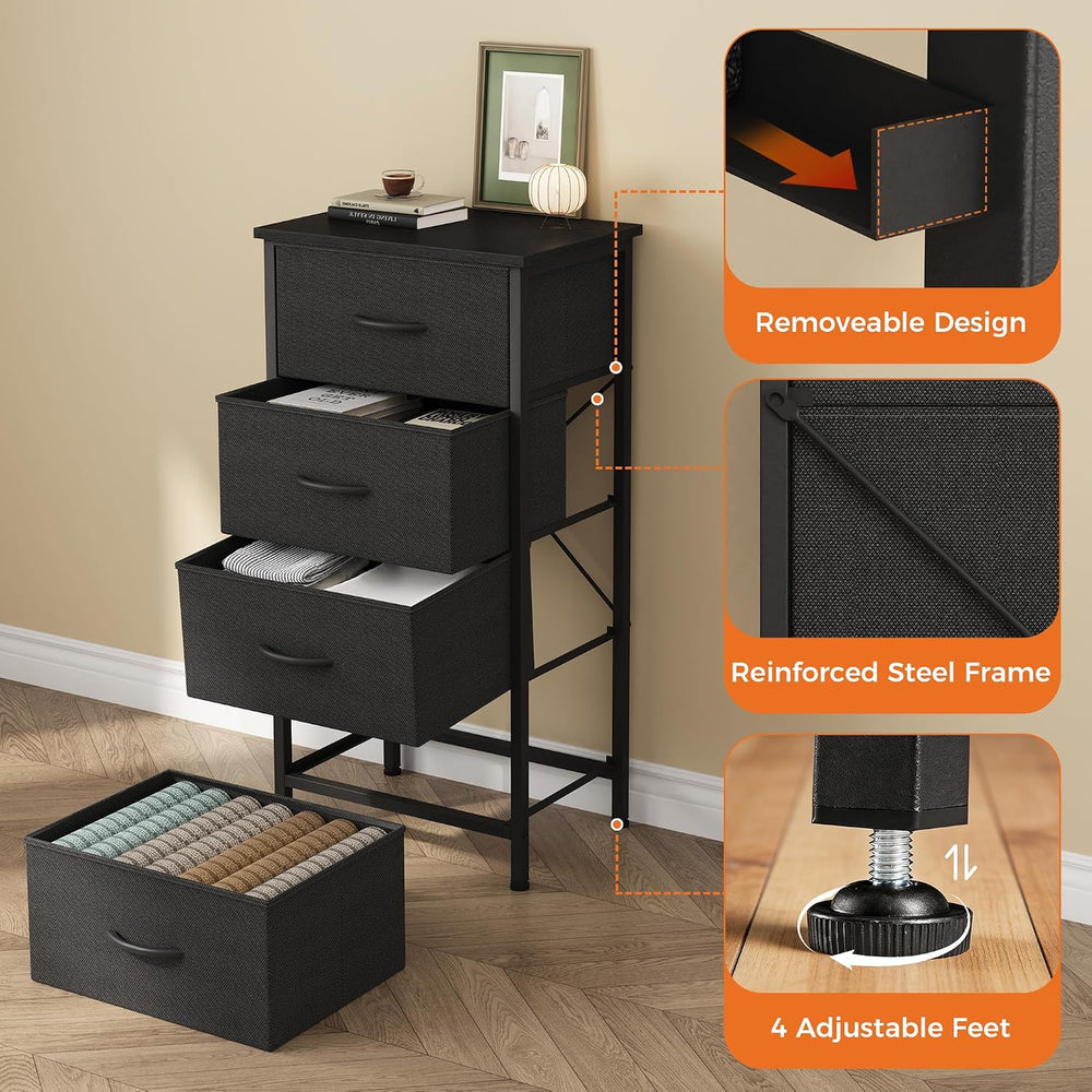 Sweetcrispy 4 Drawer Dresser, Tall Storage Cabinet for Bedroom and Closet