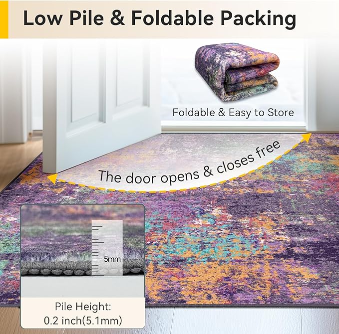 Washable Area Rugs 4ft Non-Slip Modern Abstract Soft - Image 5