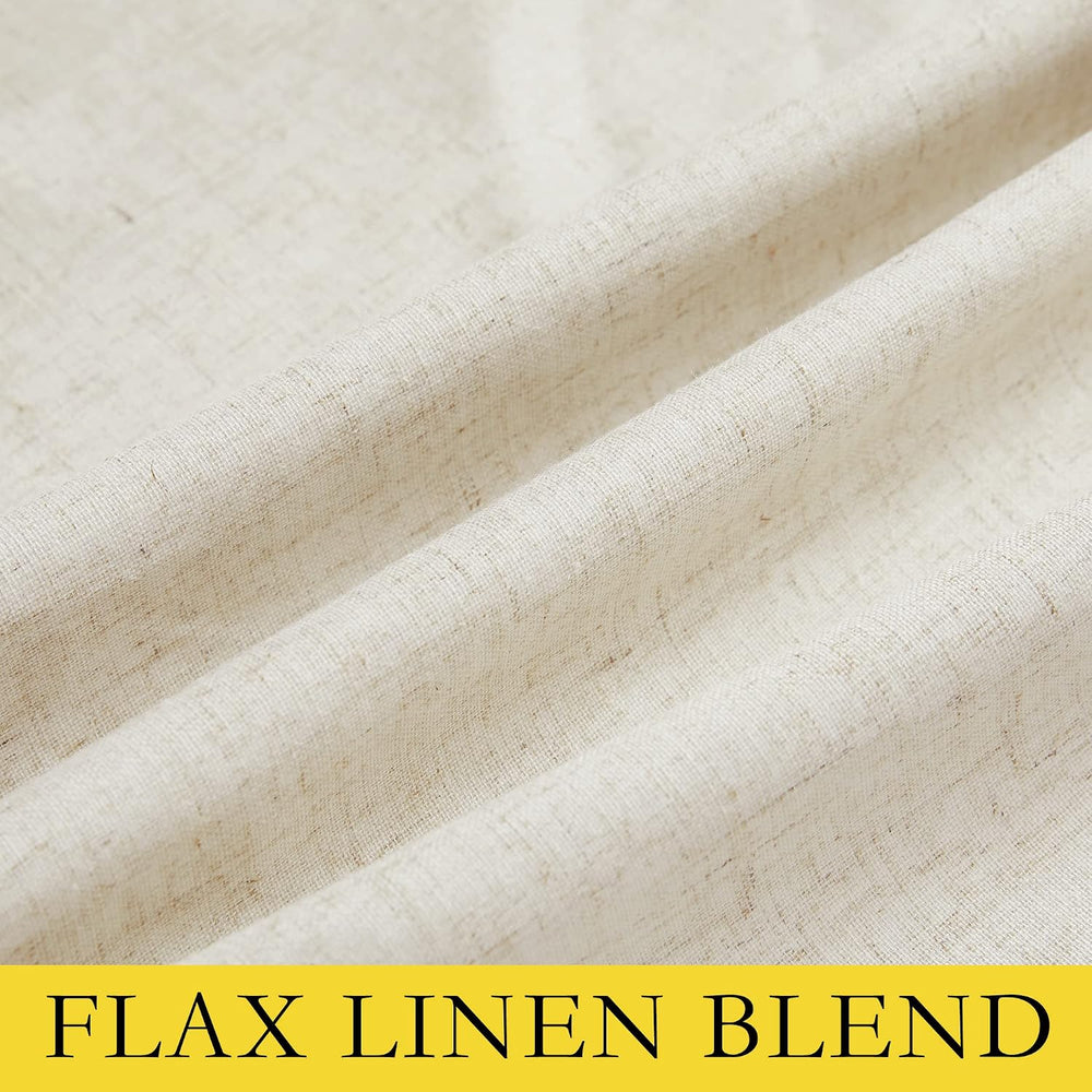 NICETOWN Farmhouse Style 100% Blackout Natural Linen Warm Curtains 90 inches ...