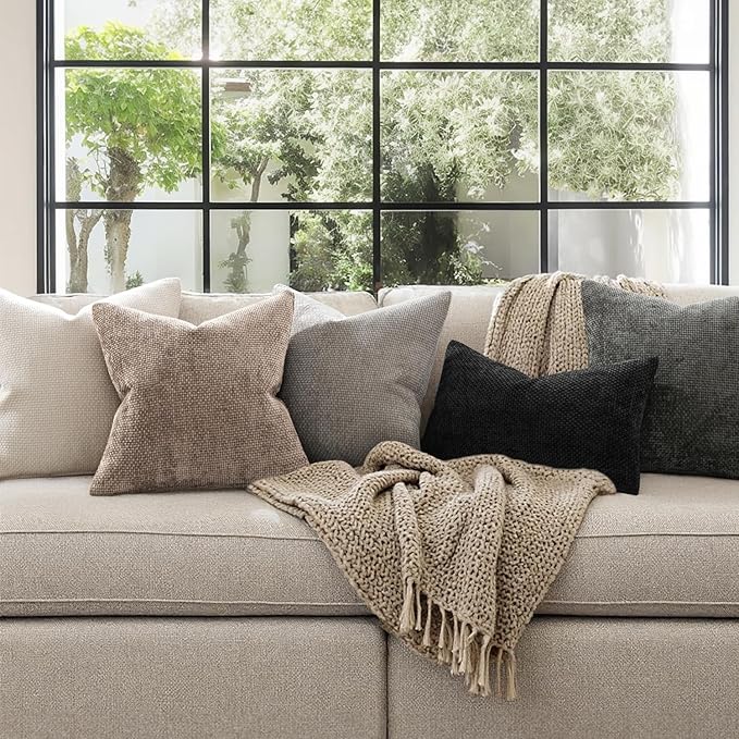 MIULEE Pack of 2 Couch Throw Pillow Covers 18x18 Inch Light Khaki Boho Accent - Image 3